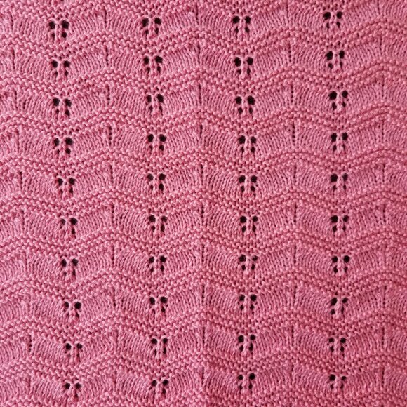 Hand Knit Baby Blanket in Strawberry Pink - Picture 6 of 8